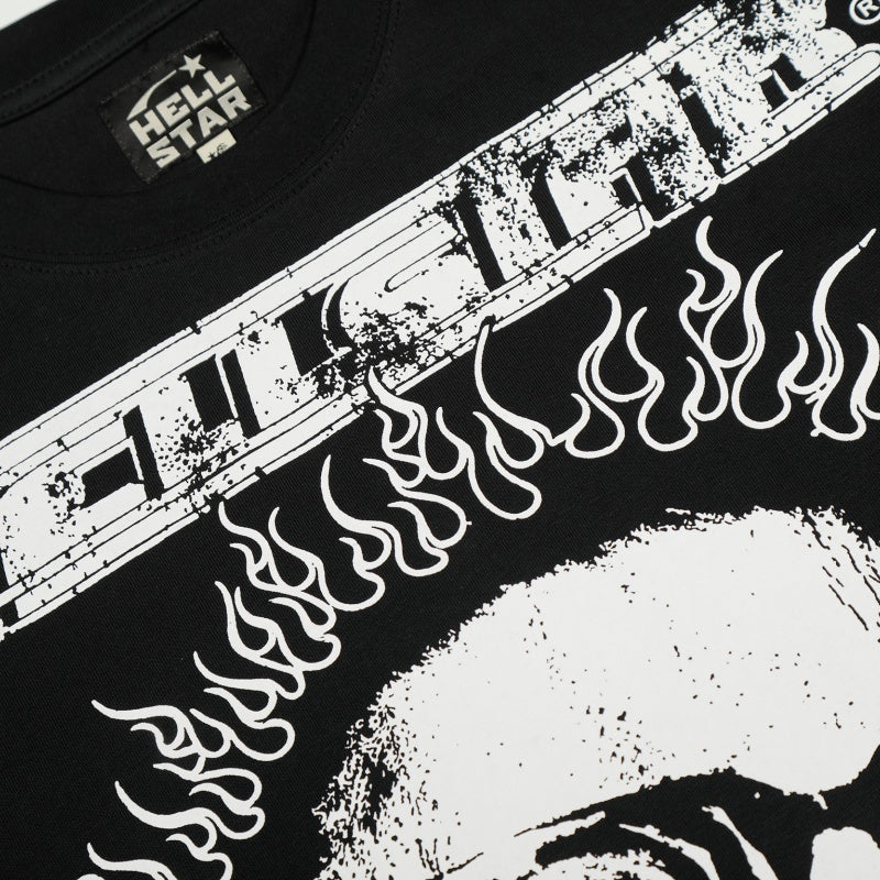 Vintage-style American T-shirt Flame Border Psychedelic Portrait Design