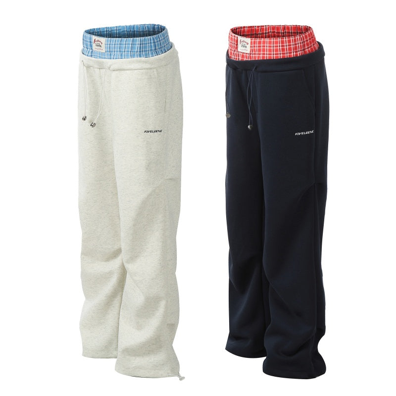 American-style streetwear harem pants Gray black dual-tone wide leg sweatpants plus fleece