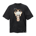 Saint Michael T Shirts Vintage 2PAC Portrait Distressed Washed Black Tee Graphic