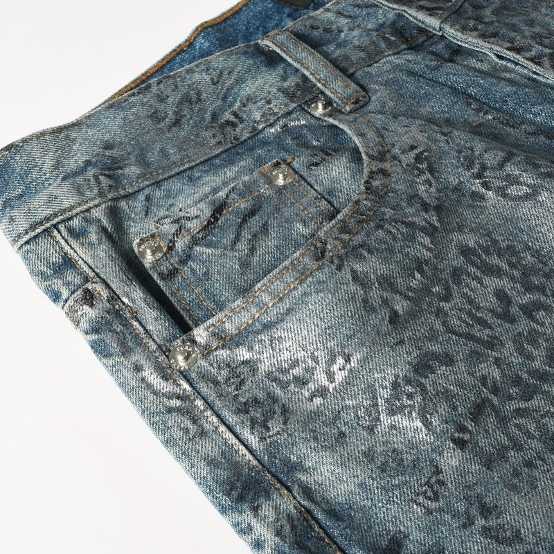 Purple brand Jeans High-quality pure cotton streetwear trousers Loose-fit straight-leg trousers with an all-over print