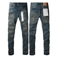 Purple brand Jeans High-quality pure cotton streetwear trousers Glossy ink-splatter finish