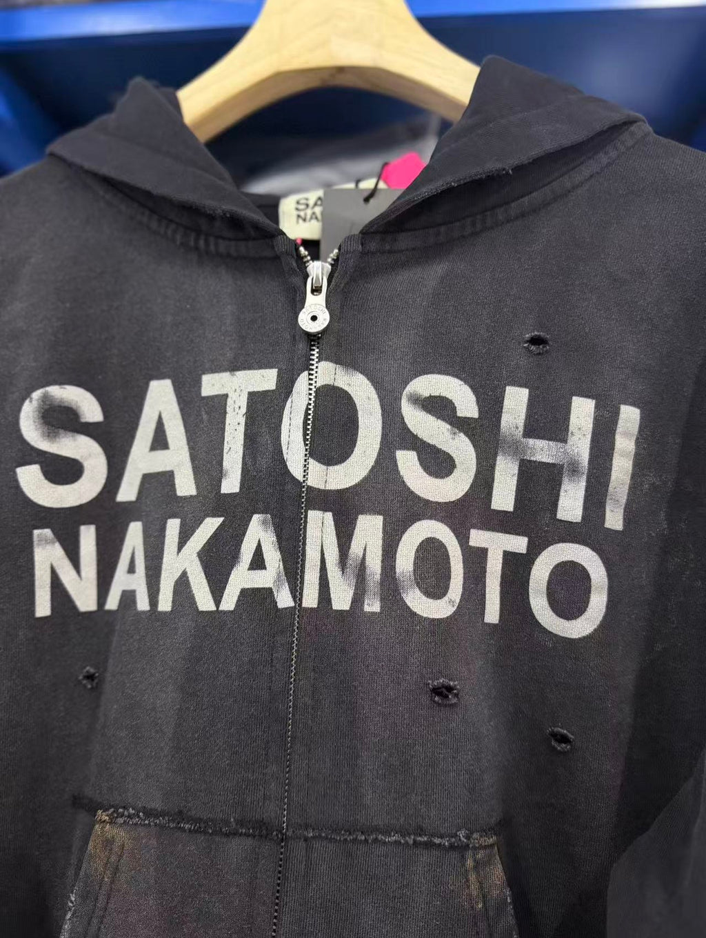 Satoshi Nakamoto hoodie High-quality heavyweight streetwear with a vintage, distressed aesthetic.