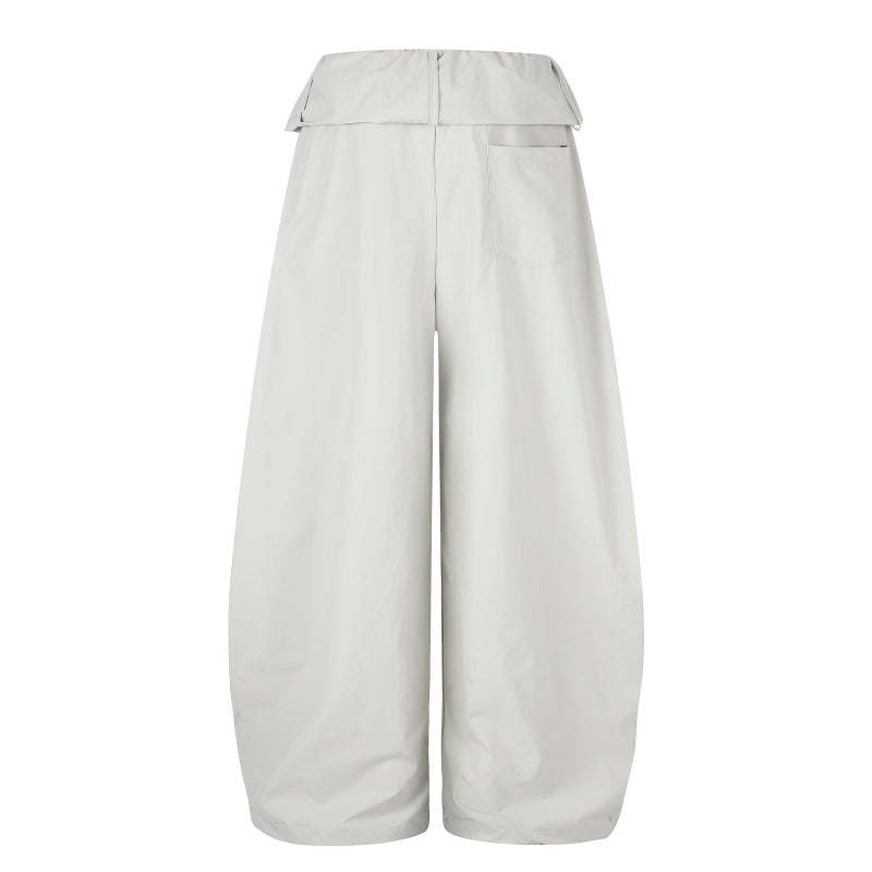 American-style streetwear harem pants Lightweight Ruched Waist Curved Silhouette Trousers