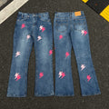 Lightning Pattern Jeans High-quality high-street pure cotton trousers