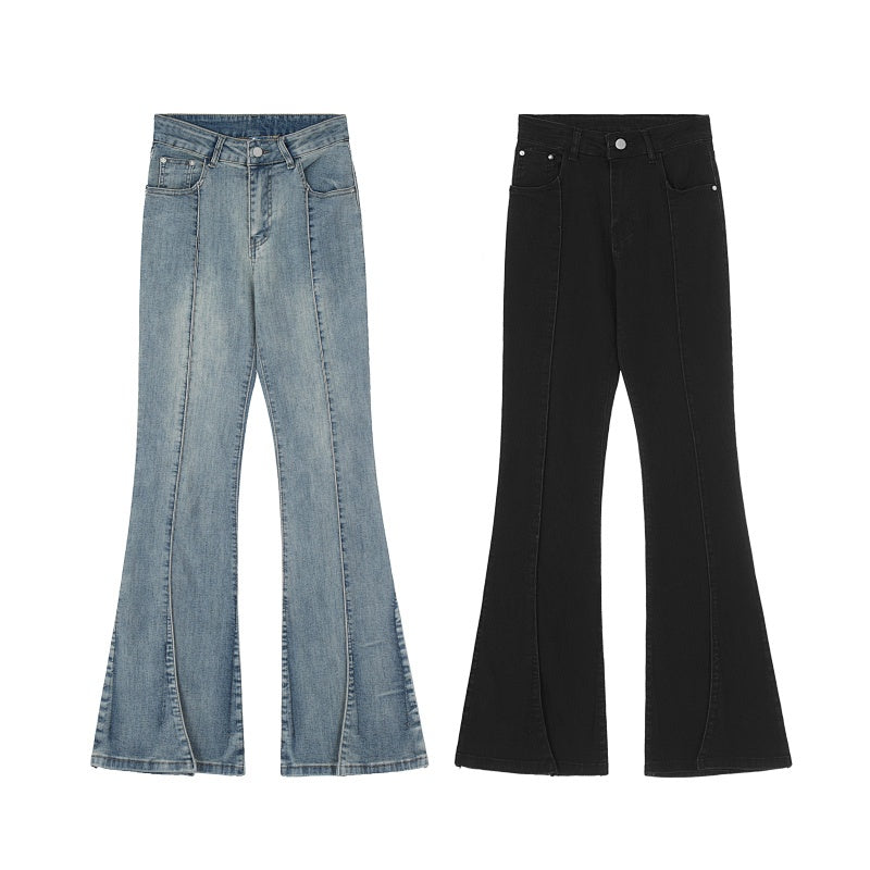 American-style streetwear harem pants Two-tone vintage paneled flare cut