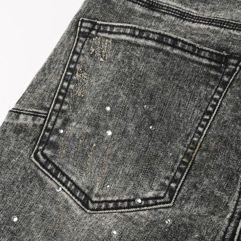 Purple brand Jeans High-quality pure cotton streetwear trousers Rhinestone