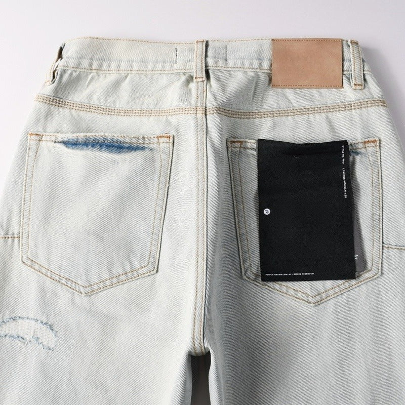 Purple brand Jeans High-quality pure cotton streetwear trousers Distressed loose straight-leg trousers