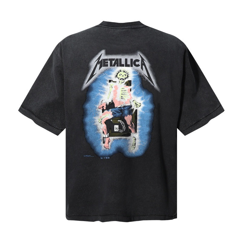 Saint Michael T Shirts  Washed Retro Thrash Rock Front Back Print