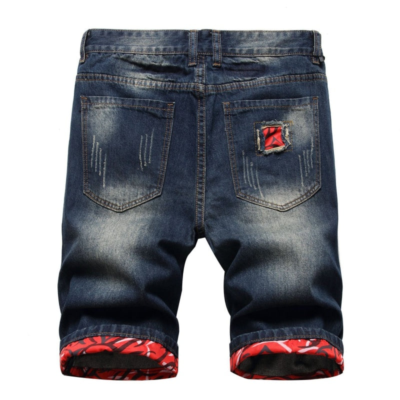 Denim shorts High-quality trendy casual pure cotton Non-stretch plus-size men's clothing