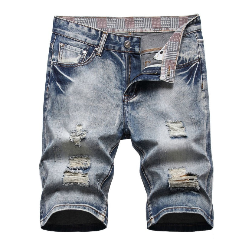 Denim shorts High-quality trendy casual pure cotton Non-stretch plus-size men's clothing