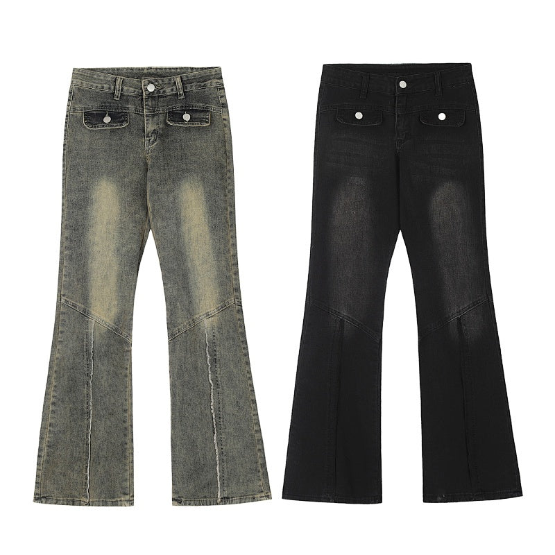 American-style streetwear harem pants Front Knee Fade Panel Stitch Detail