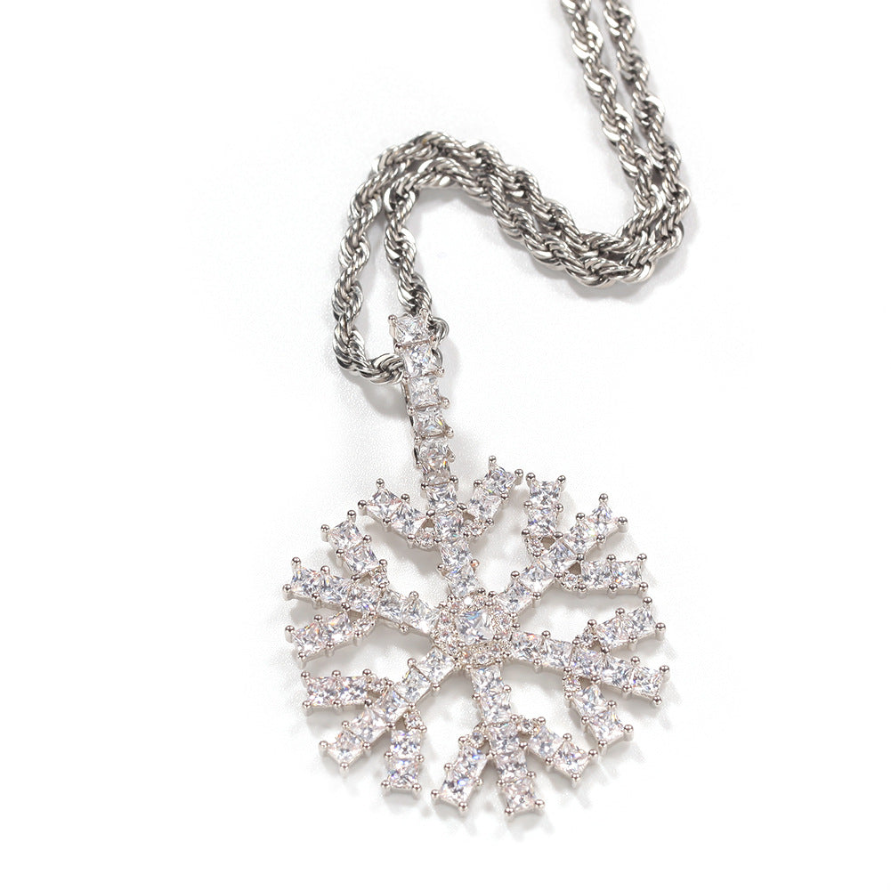 Jewelry Christmas Snowflake Pendant Copper Zircon Snowflake Jesus Pieces Spectrum