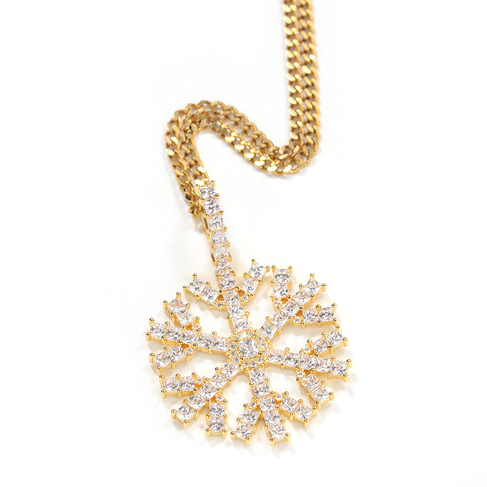 Jewelry Christmas Snowflake Pendant Copper Zircon Snowflake Jesus Pieces Spectrum