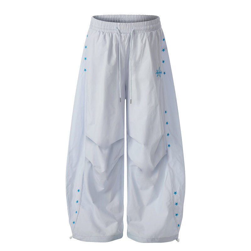 American-style streetwear harem pants Lightweight Ruched Side Rivet Wide Bottoms