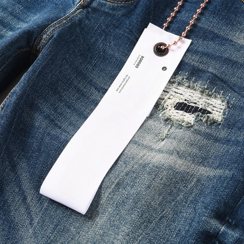 Purple brand Jeans High-quality pure cotton streetwear trousers Hole