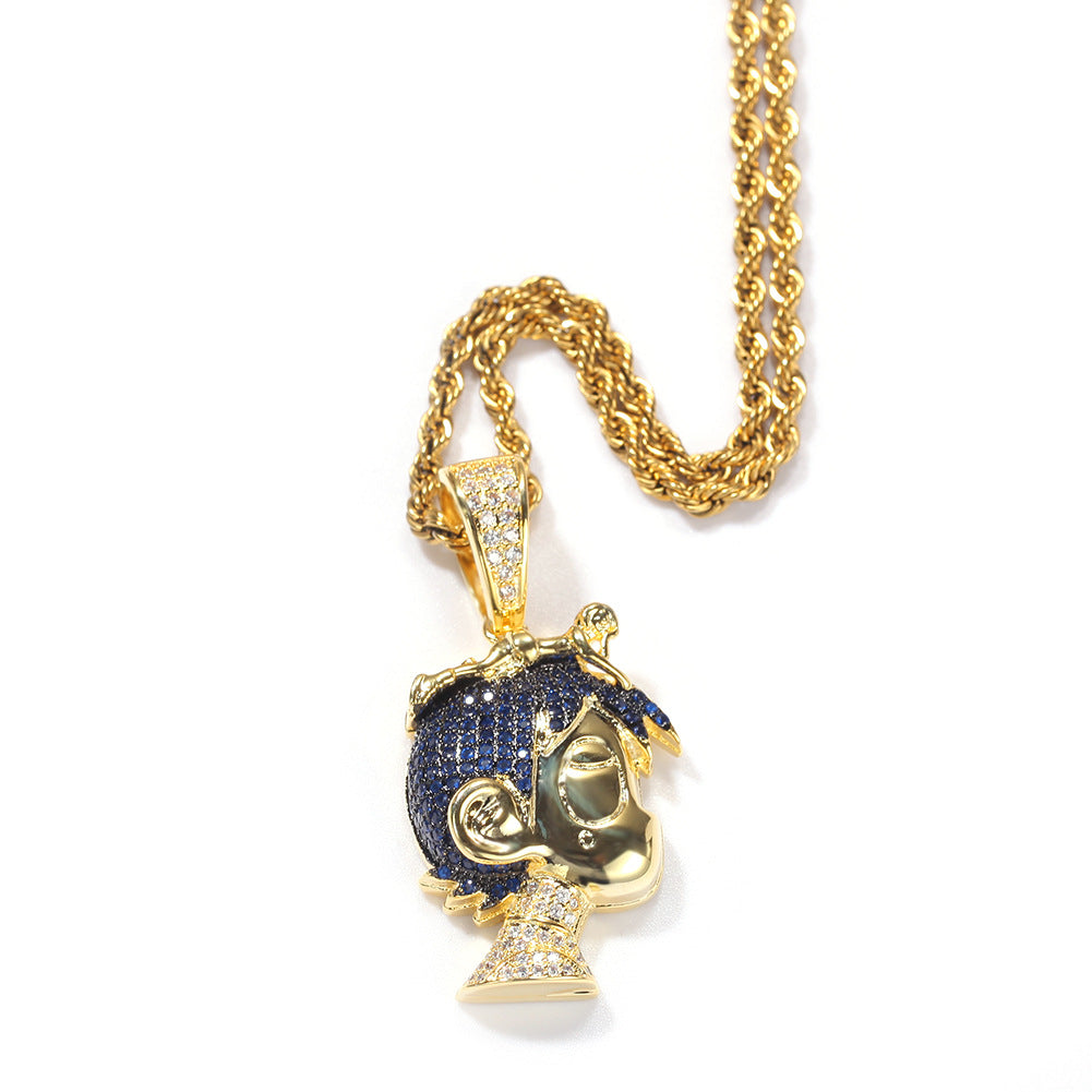 Jewelry Hip Hop Copper Trimmed Zirconium Cartoon Little Boy Pendant Necklace St. Valentine's