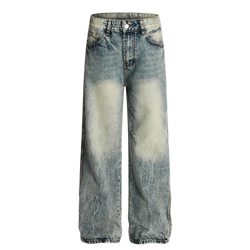 American-style streetwear harem pants Acid Wash Vintage Relaxed Denim Slacks