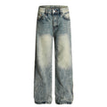 American-style streetwear harem pants Acid Wash Vintage Relaxed Denim Slacks