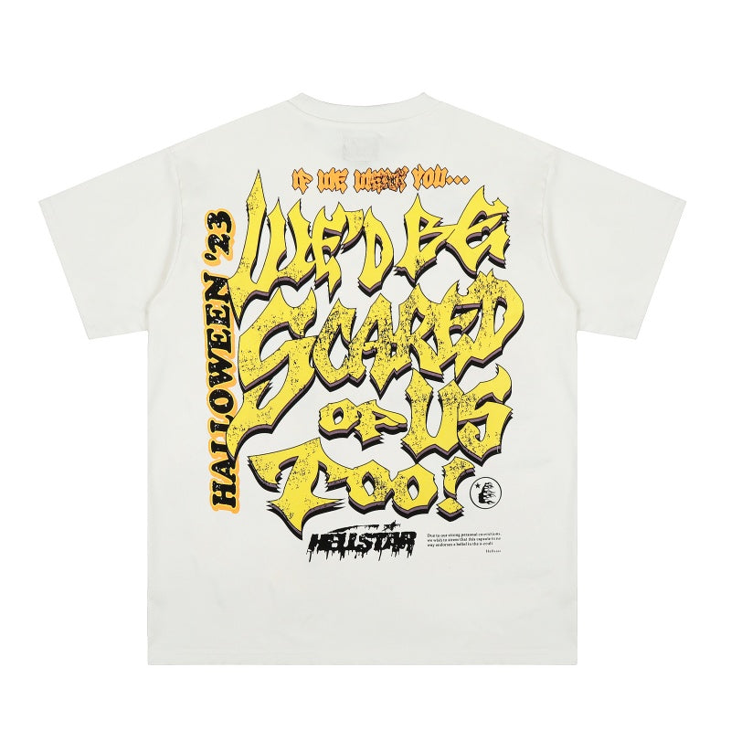 Vintage-style American T-shirt Neon Yellow Gothic Slanted Script Artwork