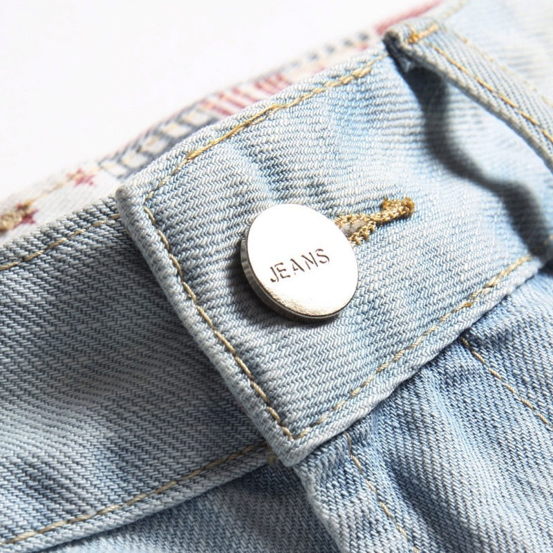 Denim shorts High-quality trendy casual pure cotton Non-stretch plus-size men's clothing
