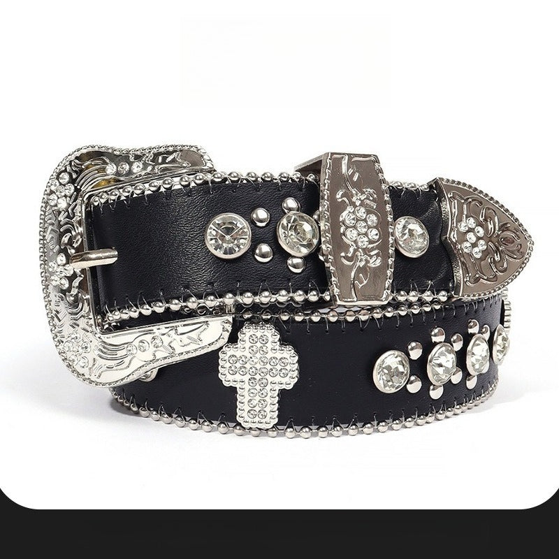 Hip-hop punk rhinestone belt alloy punk accessories