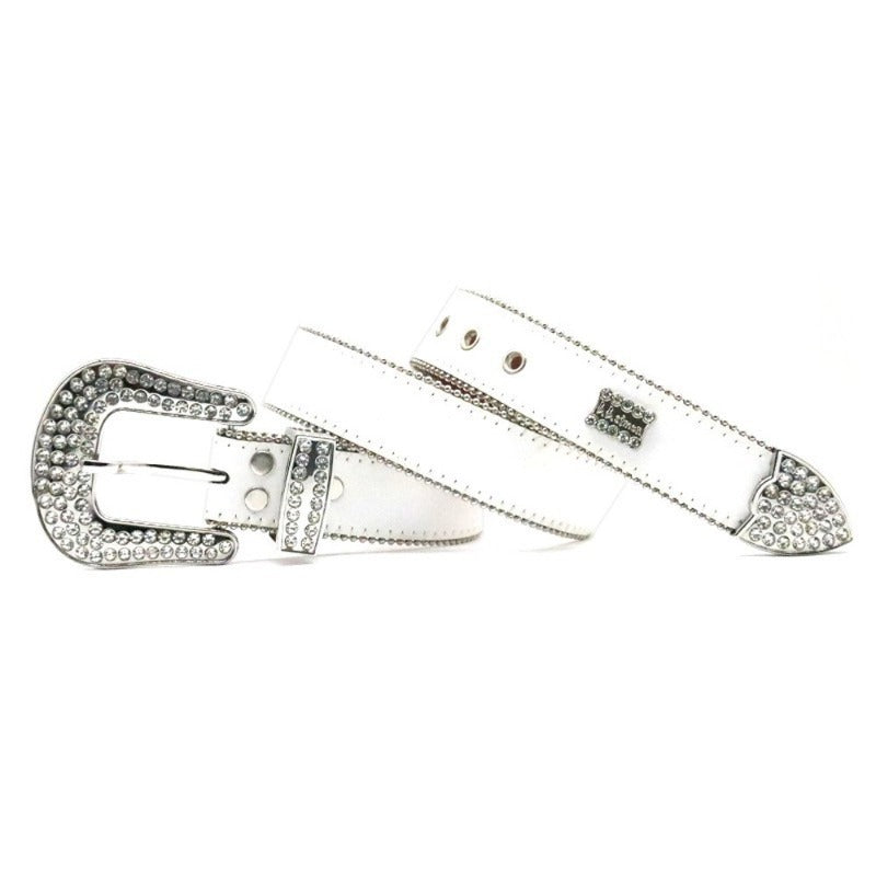 Hip-hop punk rhinestone belt full diamond alloy pin buckle punk style