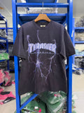 Vintage style washed summer wear T shirt Purple Lightning