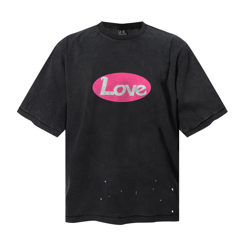 Saint Michael T Shirts Pink Heart Dual-Sided Skull Portrait Graphic