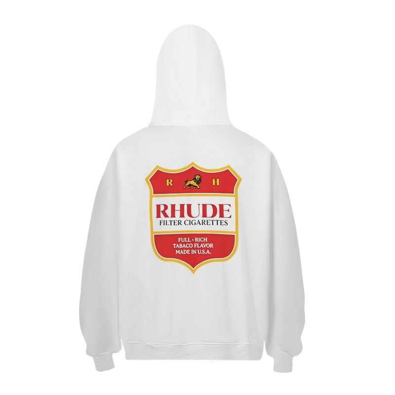 RHUDE Hoodie Lion‑Shield Dual‑Sided Back Badge Graphic