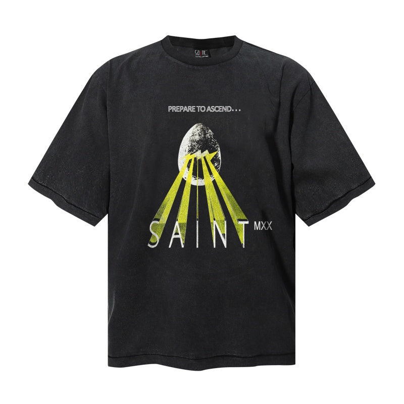 Saint Michael T Shirts Dark Cosmic Alien Aesthetic Distressed Streetwear Artwork