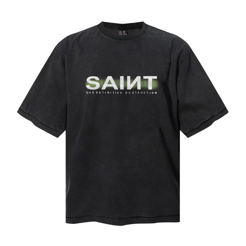 Saint Michael T Shirts Simple Front SAINT Text Subline Small Font Vintage