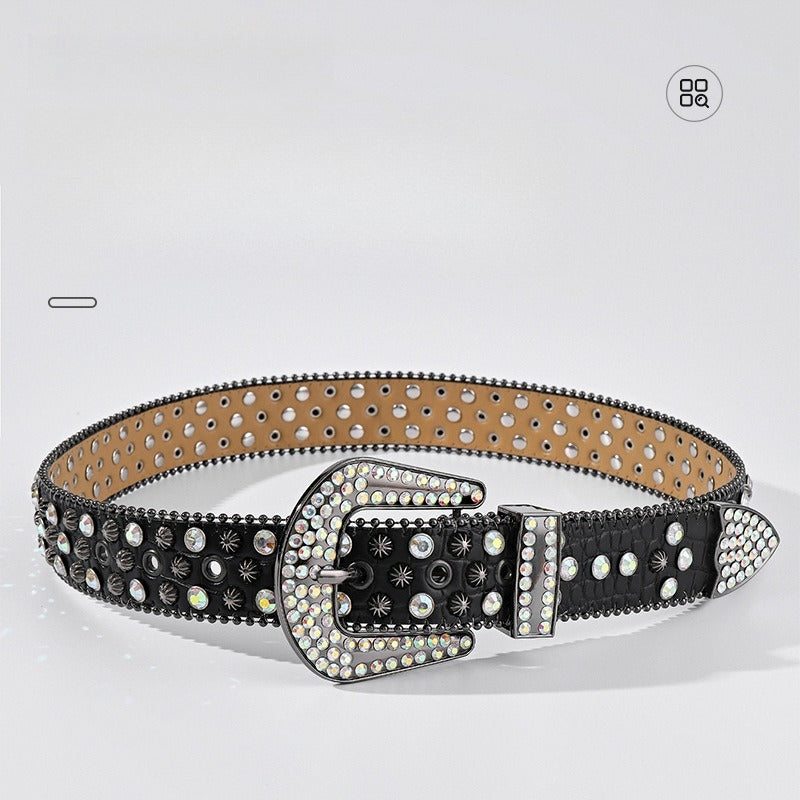 Hip-hop punk rhinestone belt punk style