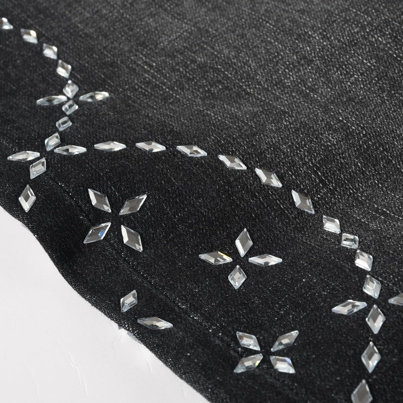 Purple brand Jeans High-quality pure cotton streetwear trousers Rhinestone