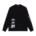 ERD Long sleeved shirt Loose Fit Long Tee Patch Portrait Print Sleeve & Back Distressed Art Design