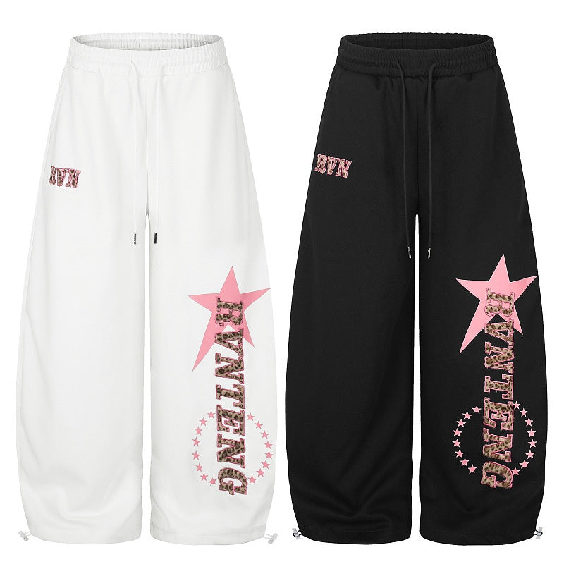 American-style streetwear harem pants Retro Star Circle Letter Print Streetwear Bottoms