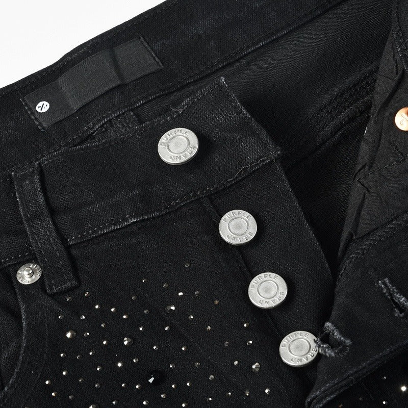 Purple brand Jeans High-quality pure cotton streetwear trousers Rhinestone