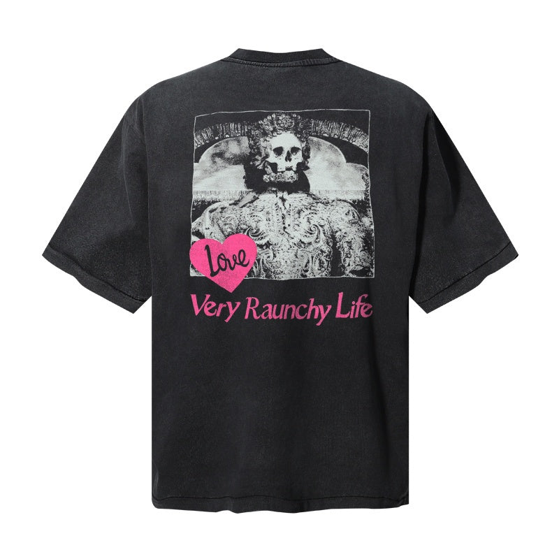 Saint Michael T Shirts Pink Heart Dual-Sided Skull Portrait Graphic