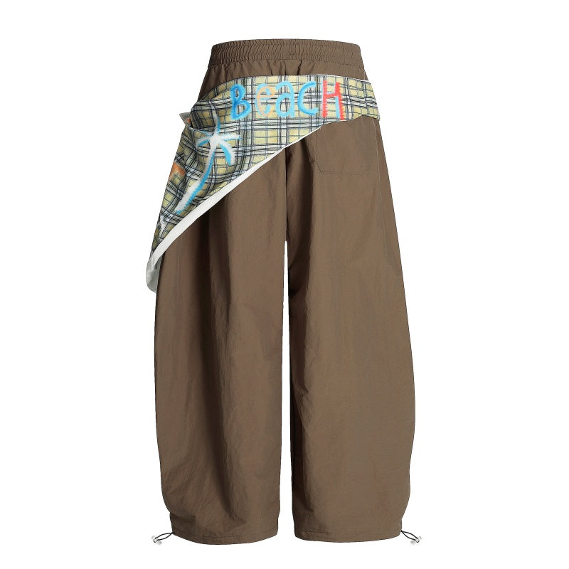 American-style streetwear harem pants Vintage Graphic Bandana Tie Baggy Parachute