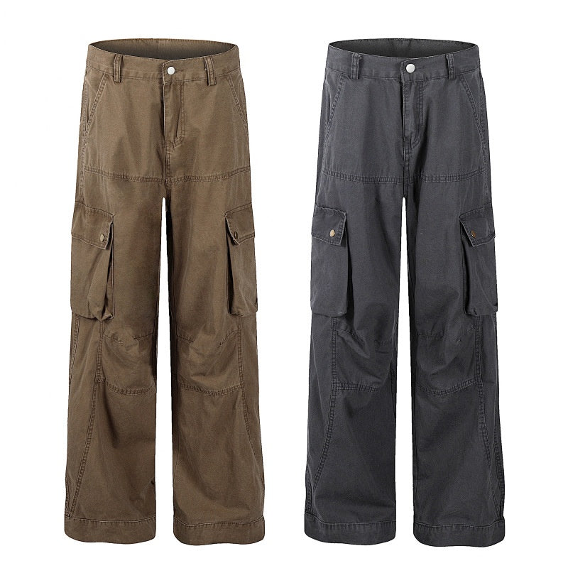 American-style streetwear harem pants Contrast stitch panel seam detail