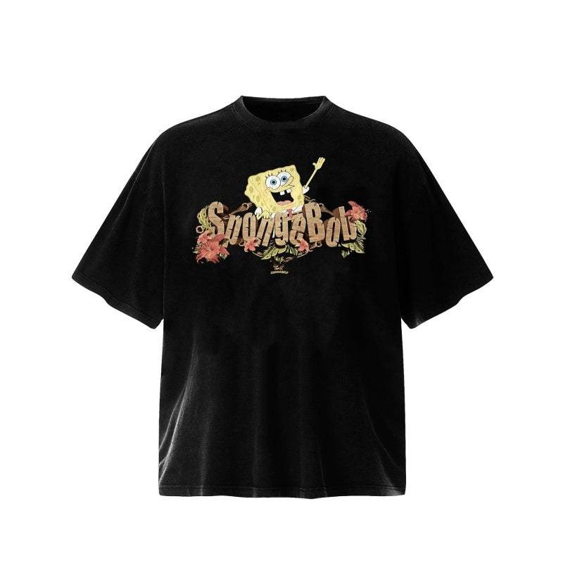 Unisex Vintage T Shirts CSF SpongeBob – American vintage style, West Coast hip-hop fit, white ink direct-to-garment (DTG) print.