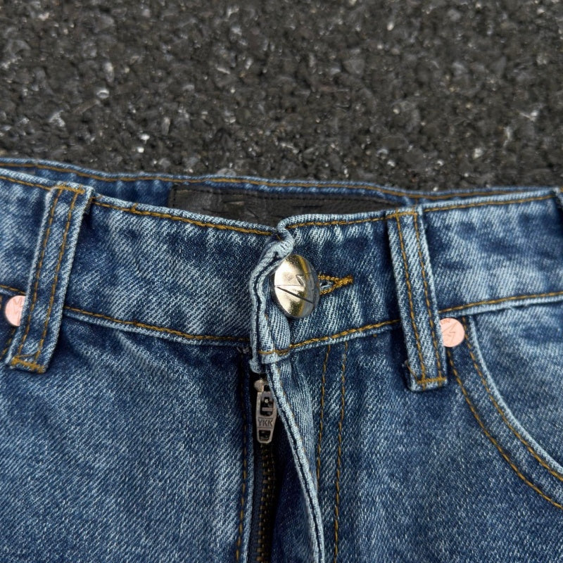 Lightning Pattern Jeans High-quality high-street pure cotton trousers