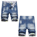 Denim shorts High-quality trendy Distressed with holes casual pure cotton Non-stretch plus-size men's clothing