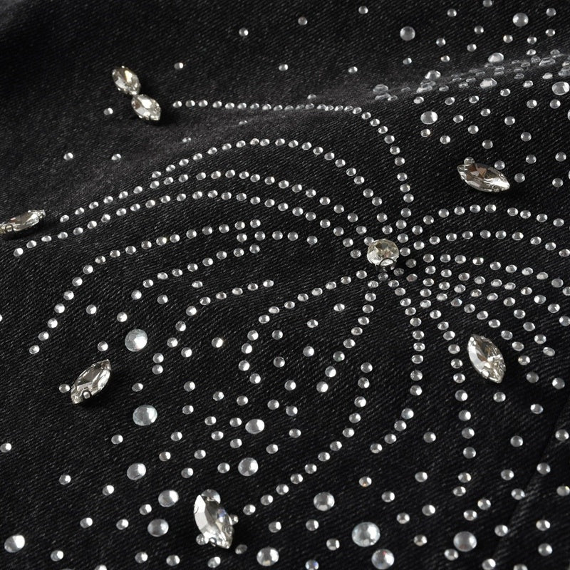 Purple brand Jeans High-quality pure cotton streetwear trousers Rhinestone-embellished loose straight-leg trousers