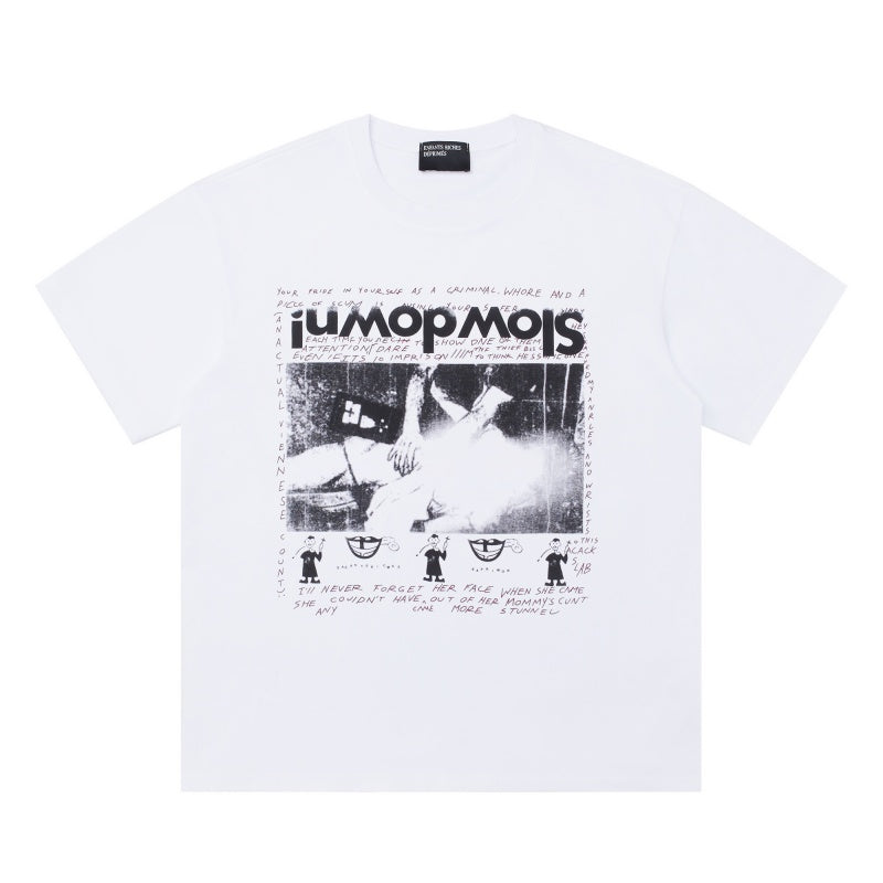 ERD T Shirts Front & Back Distorted Text Photo Collage Graphic Top