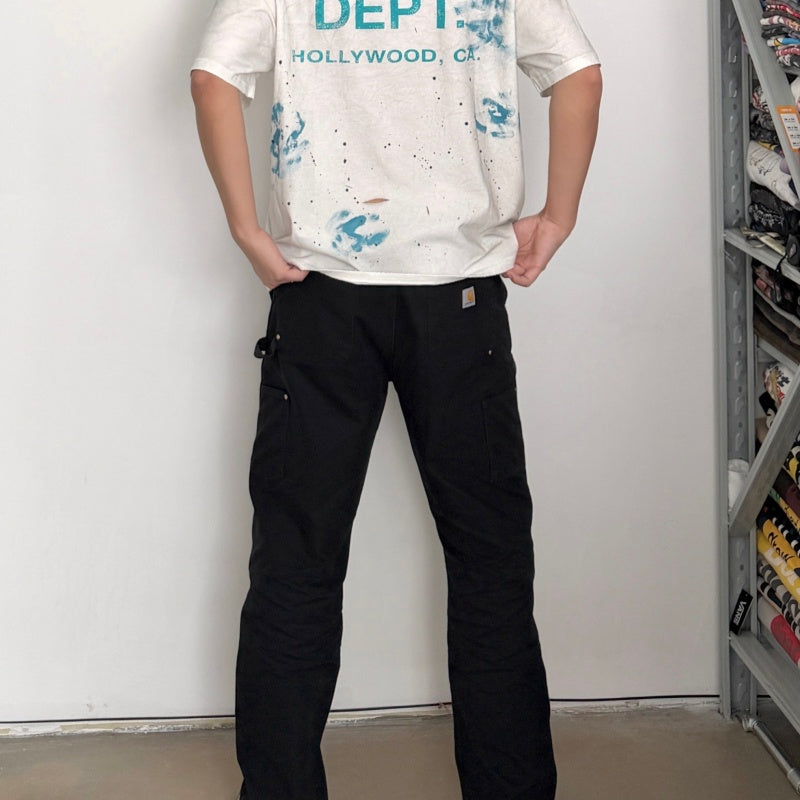 Unisex Vintage T Shirts GALLERY DEPT. 26SS "California Exclusive" Street Graffiti-Style T-Shirt: Featuring hand-painted splatter details, multi-location hand-distressing, heavyweight enzyme-washed fabric, and an all-over hand-applied "dirty wash" spr