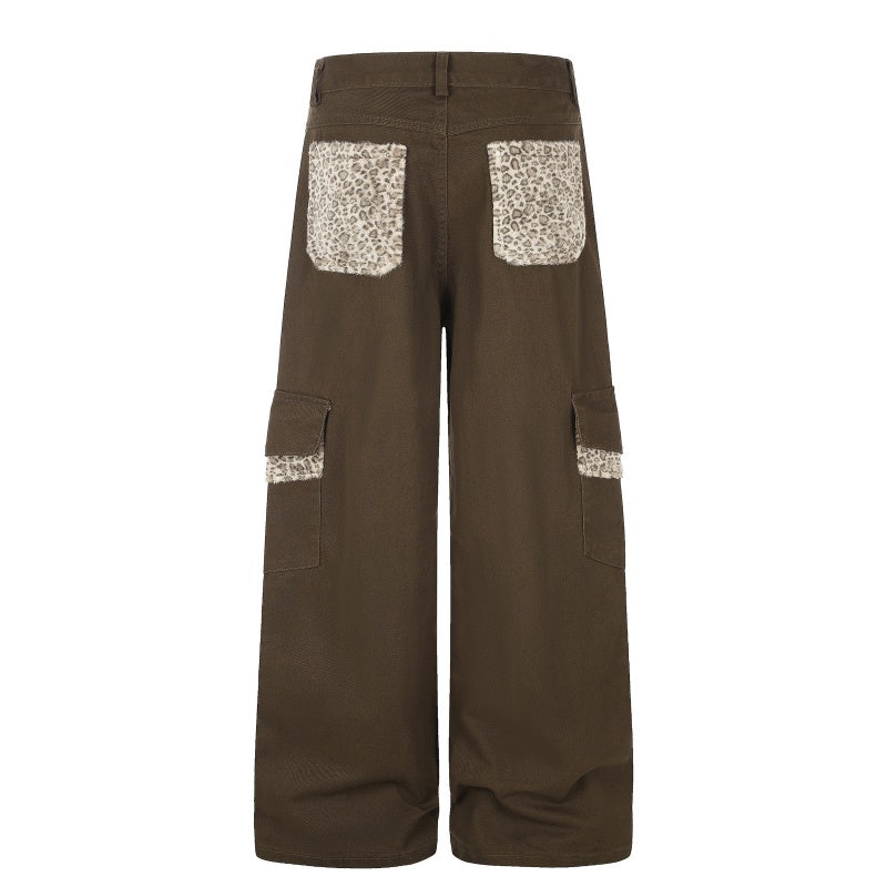 American-style streetwear harem pants Grunge Contrast Seam Fringe Cargo Street Trousers