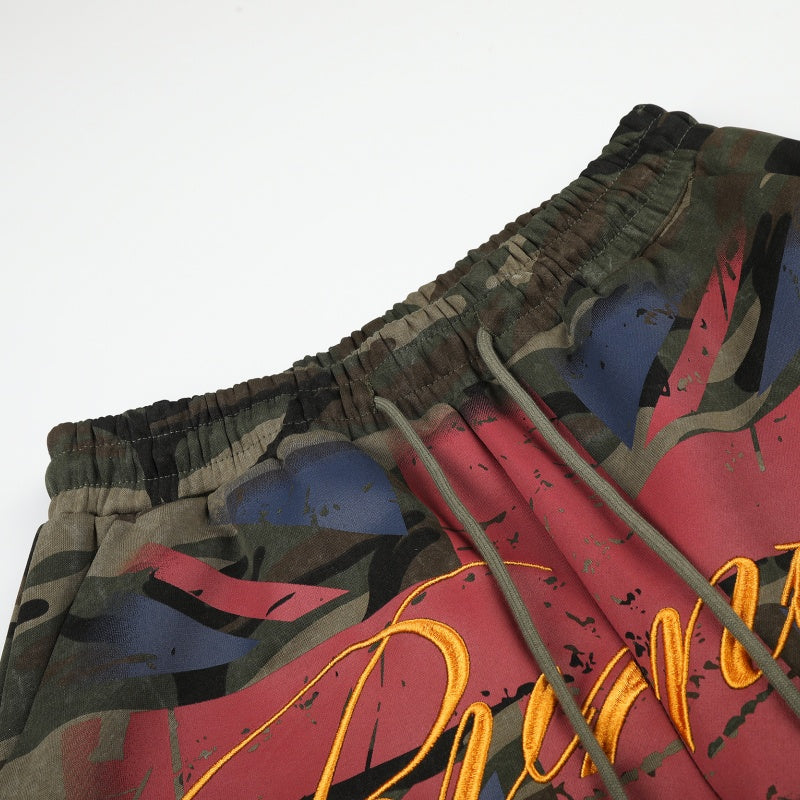 American-style streetwear harem pants Faded Camo Flag Graphic Loose Street Pants