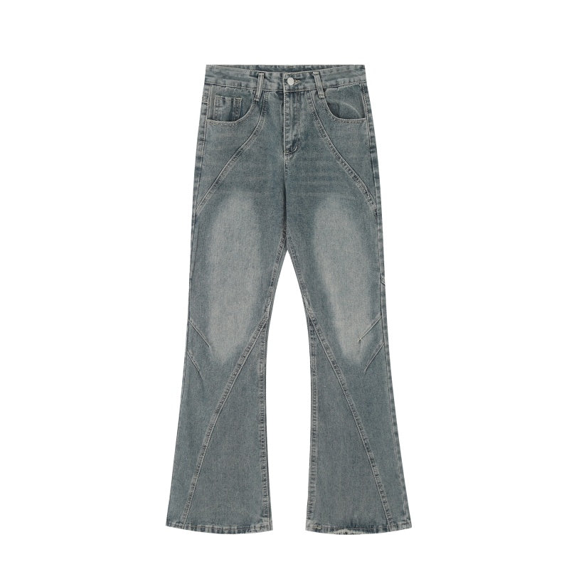 American-style streetwear harem pants Geometric Stitching Vintage Bootcut Denim Pants
