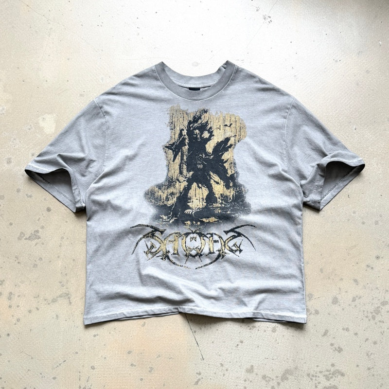 Unisex Vintage T Shirts Saint x Purpose Tour "Rock Demon" Limited Edition: Single-stitch construction, special enzyme-wash and pigment-dyeing process, and American-style plastisol ink printing.