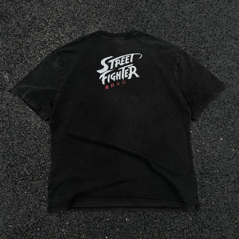 Unisex Vintage T Shirts Street Fighter "Wind, Forest, Fire, Mountain" Limited Edition – High-Street Style Featuring Premium Distressed Wash Craftsmanship